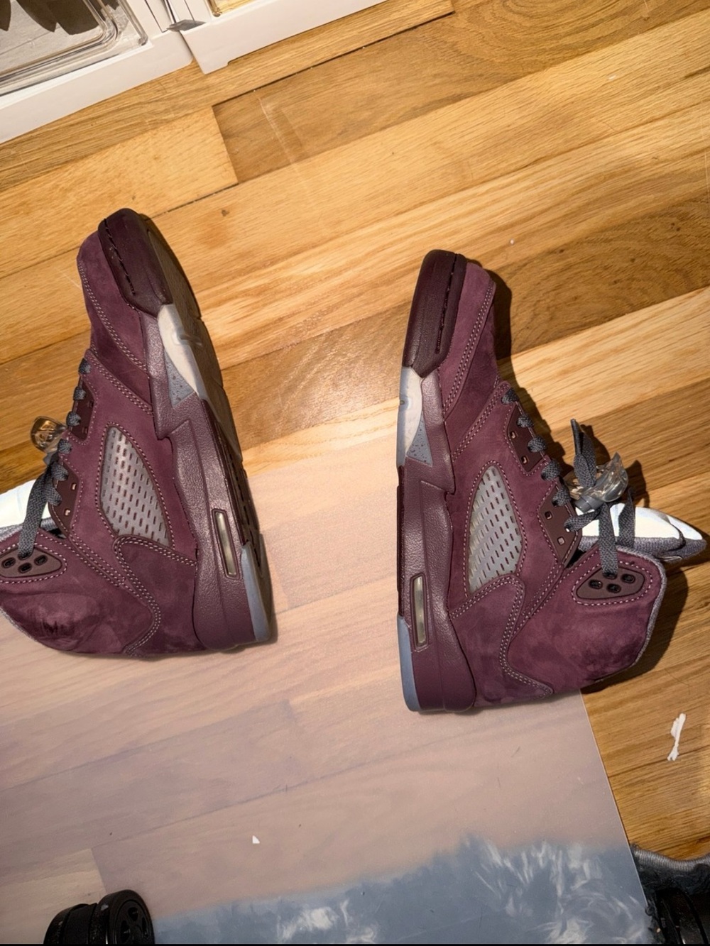 Jordan 5 Kids Burgundy Suede High-Top Sneakers